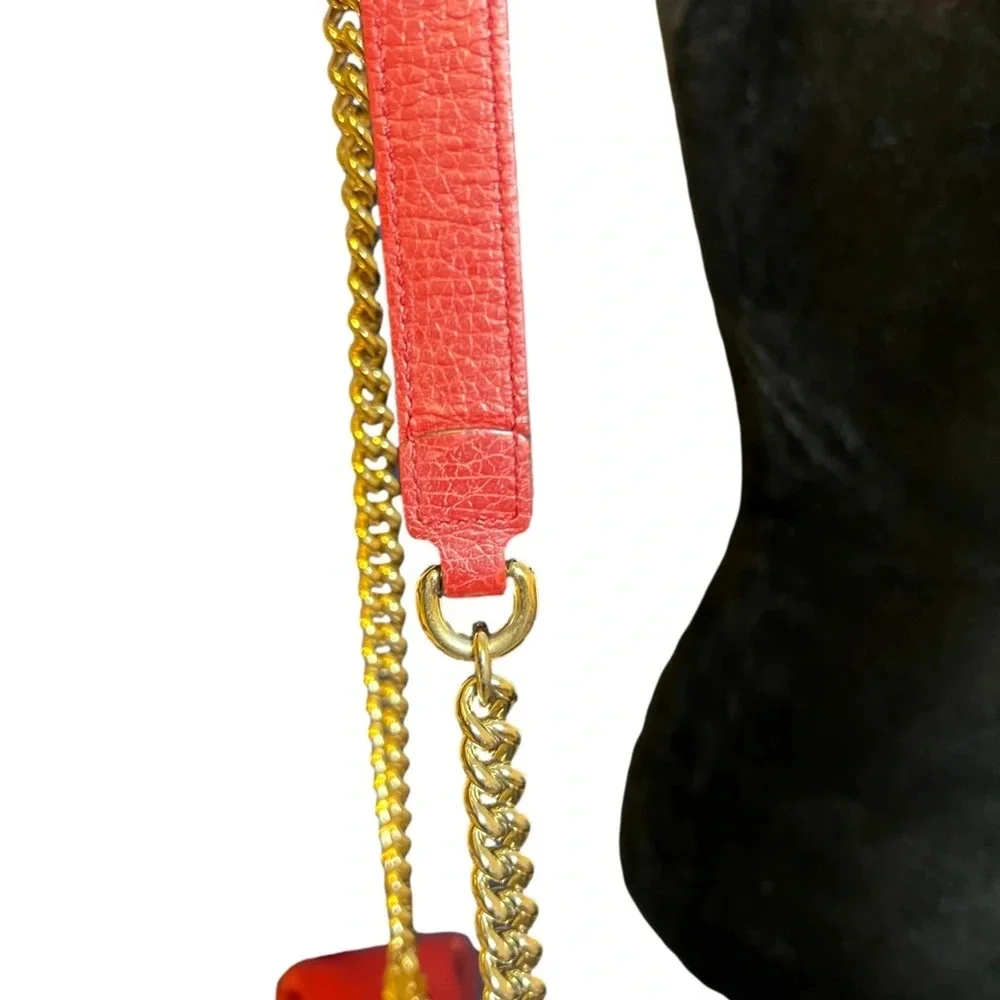 GUCCI Dollar Calfskin Interlocking G Shoulder Bag Red - Picture 6 of 14